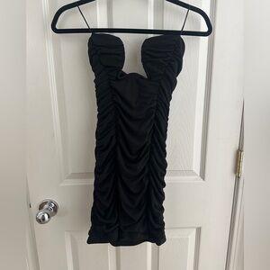 NWT Zara Black Strapless Ruched Dress